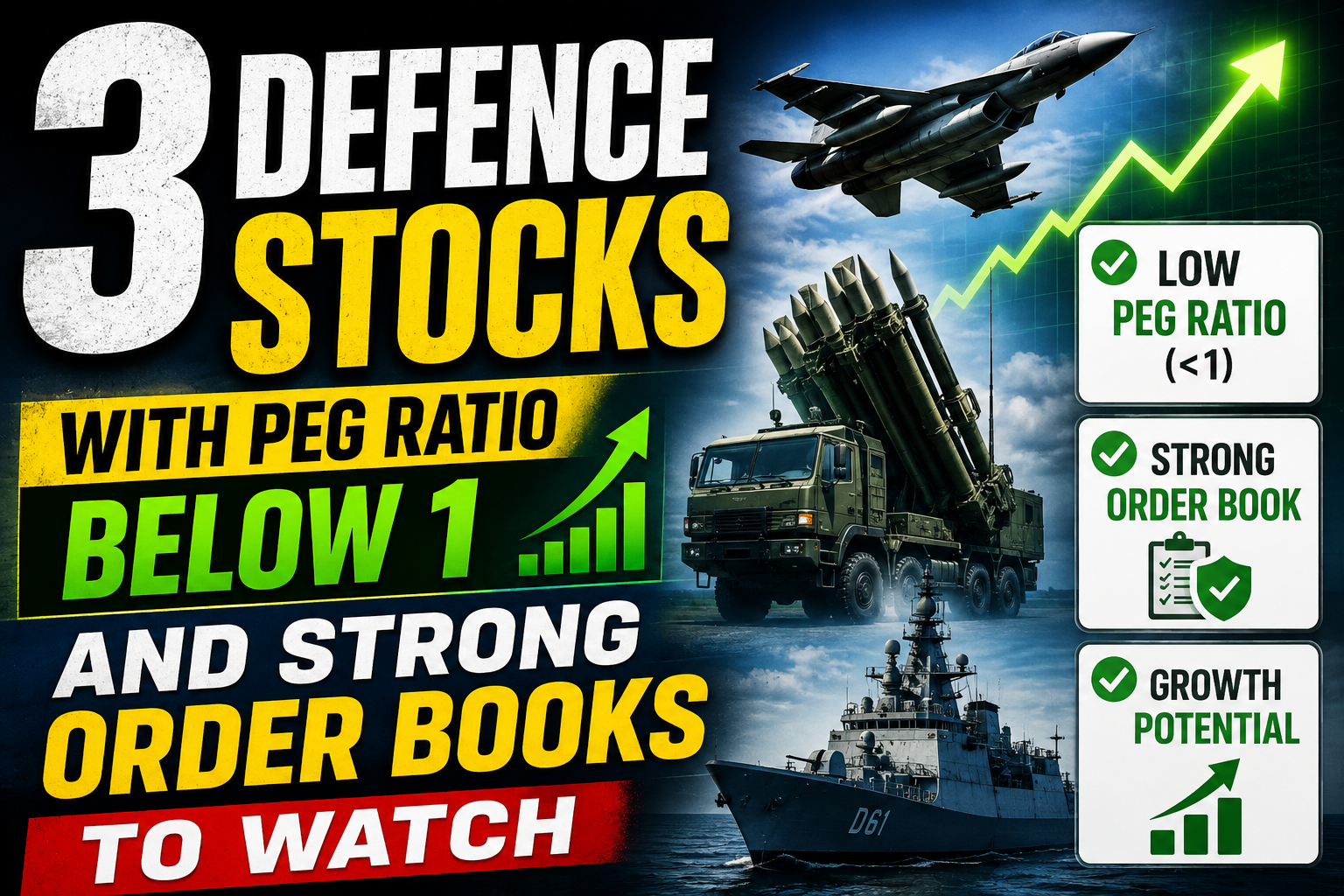 3 Defence Stocks With PEG Ratio Below 1 and Strong Order Books to Watch
