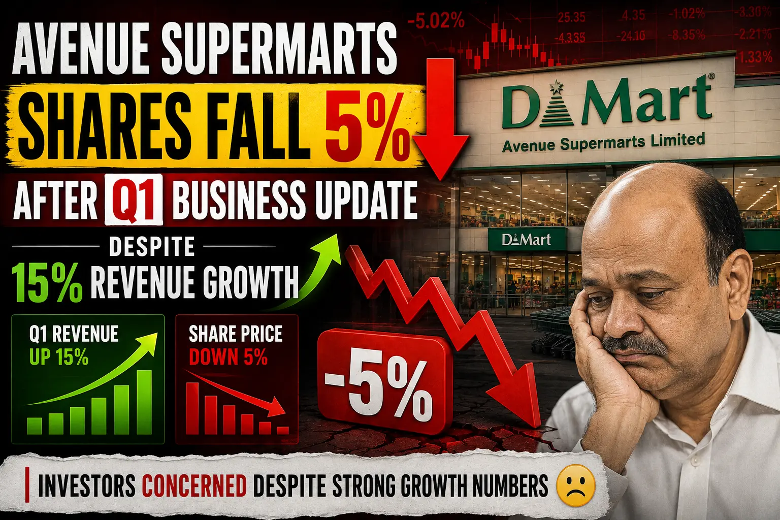 Avenue Supermarts Shares Fall 5% After Q1 Business Update Despite 15% Revenue Growth
