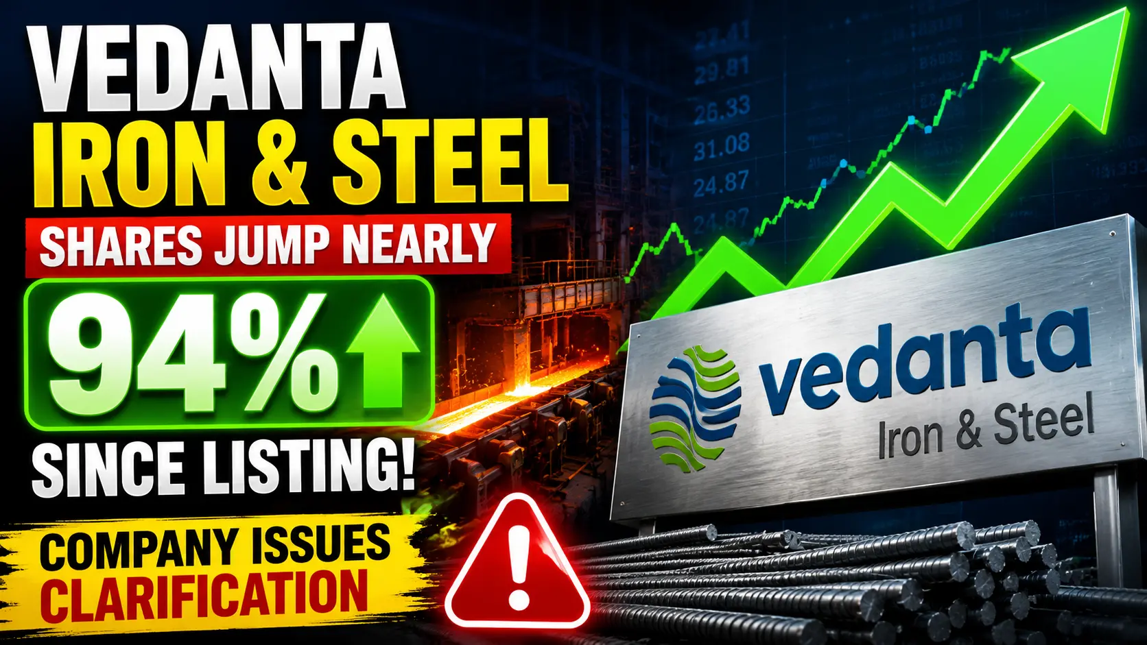 Vedanta Iron and Steel Shares Jump Nearly 94% Since Listing; Company Issues Clarification
